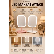 LED Işıklı USB Şarjlı Dokunmatik Makyaj Aynası 3 Renk Işık 360° Döner Masaüstü Kozmetik Aynası
