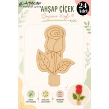 ArtMaster Ahşap Boyama Gül 24 Adet 10X15CM Boyama Çiçek Figürleri Etkinlik Çoçuk Gelişim Motor Beceri Kreş Anasınıfı