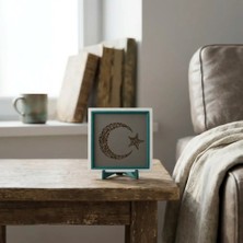 Miaju Kelime-I Tevhid Yazılı Hilal Tasarımlı Masaüstü Aksesuarı, Modern ve Estetik Mini Dekor 10X10 cm