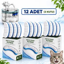 Multizone Pet Kedi Su Pınarı Filtresi Su Çeşmesi Yedek Filtre Aktif Karbonlu Kedi Köpek Temiz Su Seti 3 Kutu 12 Adet