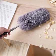 Fantastik Store 140 cm Teleskopik Uzatılabilir Mikrofiber Yumuşak Başlıklı Gri Toz Alma Fırçası Toz Püskülü ( Lisinya )
