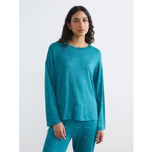 Lc Waikiki Yeni Sezon Bisiklet Yaka Desenli Kadın Pijama Takım