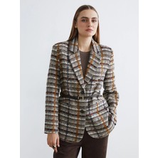 Lc Waikiki Yeni Sezon Ekose Kemerli Kadın Tüvit Blazer Ceket