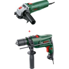 Bosch Spiral Taşlama Makinesi 750 Watt 115MM + 1 Ad Inox Taş + Darbeli Matkap 600 Watt