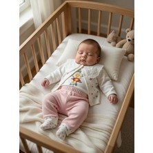 Beyzco Kids Kız Bebek Yakalı Çiçek Nakışlı 3 Lü Takım