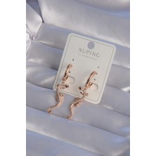 Akıllı Bayi Xuping Rose Renk Zirkon Taşlı Kertenkele Model Halka Küpe