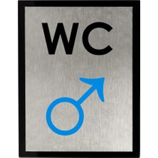 Usin Metal Gümüş 15X11 cm Yapışkanlı Kamp Alanı Bar Cafe Kapı Isimliği Erkek Sembolü Wc Yönlendirme Tabelası Levhası