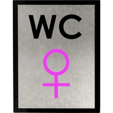 Usin Metal Gümüş 15X11 cm Yapışkanlı Ofis Bar Cafe Kapı Isimliği Kadın Sembolü Wc Yönlendirme Tabelası Levhası