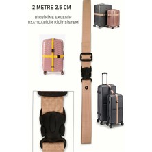 Usin 2 Metre Bej Valiz Çanta Bavul Bagaj Valiz Birleştirme Bağlama Askısı Kemeri Kayışı Organizeri 2,5 cm En