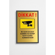 Usin Metal Gold 14X20 cm Yapışkanlı Resimli Dikkat Kamera Kayıt Uyarı Ikaz Tabelası Levhası