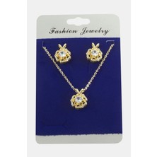 Frefly Store Gül Zirkon Taşlı Set Kolye