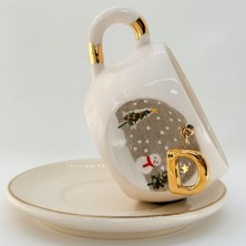 BSK Ceramics Handmade Kış Harfli Çay Fincanı D Harfi