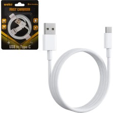 Weko WK-29908 Beyaz 1 Metre USB To Type-C Şarj - Data Aktarım Kablosu