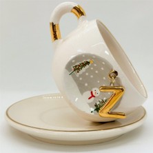 BSK Ceramics Handmade Kış Harfli Porselen Çay Fincanı Z Harfi