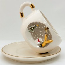 BSK Ceramics Handmade Kış Harfli Porselen Çay Fincanı Y Harfi