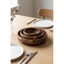 Avantage Home Nicole - 3'lü Akasya Kase Seti Gerçek Akasya Ağacı 25 cm / 20 cm / 15 cm