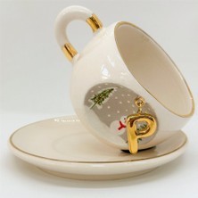 BSK Ceramics Handmade Kış Harfli Porselen Çay Fincanı P Harfi