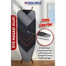 Premini Kalp V Motifli Kalın Keçe ve Süngerli Isıya Dayanıklı Ütü Masası Kılıfı