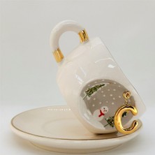 BSK Ceramics Handmade Kış Harfli Çay Fincanı C Harfi