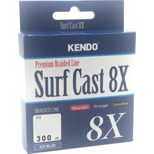 Kendo Surf Cast 8x Örgü İp Olta Misinası 300 mt 9.5 kg Çekeri 0.15 mm Kalınlık Ice Blue Renk
