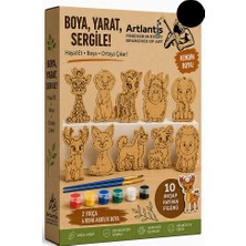 Artlantis Ahşap Boyama 10 Lu 1 Paket 10X15CM Ahşap Boyama Figürü 6 Renk Boya ve Resim Fırçası Etkinlik Çocuk Gelişim Motor Beceri