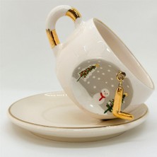 BSK Ceramics Handmade Kış Harfli Porselen Çay Fincanı L Harfi