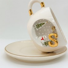 BSK Ceramics Handmade Kış Harfli Porselen Çay Fincanı S Harfi