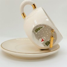 BSK Ceramics Handmade Kış Harfli Porselen Çay Fincanı I Harfi