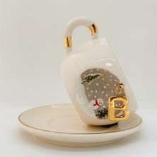 BSK Ceramics Handmade Kış Harfli Çay Fincanı B Harfi