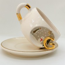 BSK Ceramics Handmade Kış Harfli Porselen Çay Fincanı G Harfi