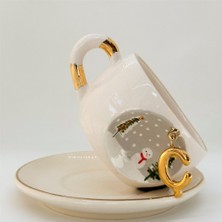 BSK Ceramics Handmade Kış Harfli Çay Fincanı Ç Harfi