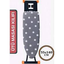 Premini Büyük Boy Ipli Stoperli Keçeli Ütü Masası Kılıfı 55X140CM Gray Star