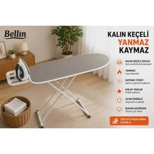 Premini Keçeli Ütü Masası Kılıfı Örtüsü 140X55 Cm, Kareli Gri, Şık ve Koruyucu