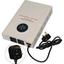 Powermaster SLIM-2000 Otomatik 2000VA Kombi Voltaj Regülatörü (Ingiliz Fişli ve Evrensel Çoklu Soketli)