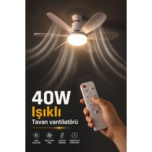 CoverZone 40W Tavan Tipi Fan Uzaktan Kumandalı LED Aydınlatmalı 52 cm Pervane 3 Kademeli Hız Ayarlı Beyaz Doğal Sıcak Işık,zamanlayıcılı Sessiz, Hafıza Fonksiyonlu Ekonomik Versiyon | (V40W - Beyaz)