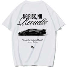 Brz Collection Unisex Oversize No Risk No Revelto T-Shirt (Beyaz)