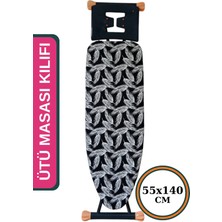Premini Büyük Boy Ipli Keçeli Ütü Masası Kılıfı 55X140CM Siyah Beyaz