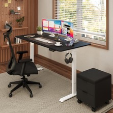 Ofisimi Uprise Comfort Çift Motorlu Yükseklik Ayarlı Masa (72–121 Cm) Beyaz-Siyah