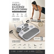 Adefco 6 In 1 Egzersiz Platformu Direnç Bantlı Sayaçlı 200 kg Taşıma Kapasiteli Gri Şınav Tahtası