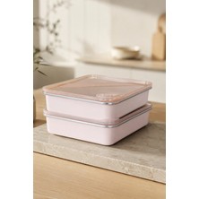 Kitchen Life 2'li Stainless Paslanmaz Çelik Vakumlu Saklama Kabı,fırın ve Kek Kabı 1,9 Lt Yemek Kabı Sefer Tası