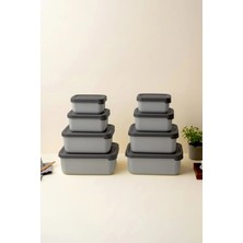 Kitchen Life 8’li Dikdörtgen Saklama Kabı Seti (0,43ML-0,83ML-1.6L-2.6L) Mikrodalga ve Dondurucu Uyumlu