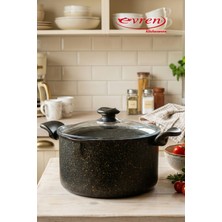 EVREN MUTFAK Gold Stone (Siyah) Makarna Tenceresi 24 cm Yapışmaz Taban