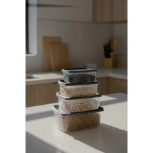 Kitchen Life 4'lü Dikdörtgen Saklama Kabı Seti (0,25ML-0,5ML-0,75ML-1.2 Lt) Istiflenebilir