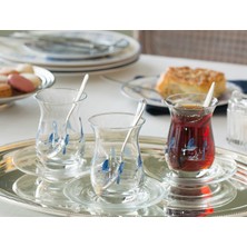 Madame Coco Antonin 6'lı Çay Bardağı Desenli Cam 168 ml Şeffaf Kulpsuz Tasarım