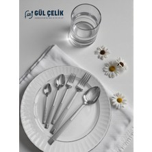 Gül Çelik Home 30 Parça 6 Kişilik Hasır Çatal Kaşık Seti 18/0