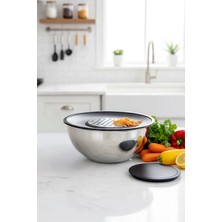 Kitchen Life Paslanmaz Çelik Profesyonelia 4 Parça Rendeli Karıştırma Kabı ve Saklama Kabı - Çırpma Kabı Kase