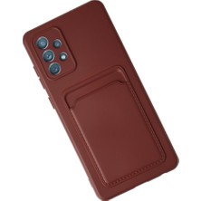 Bezos Galaxy A72 Kılıf Kelvin Kartvizitli Silikon - Bordo