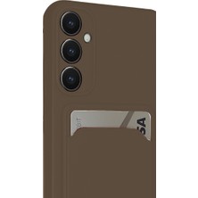Bezos Galaxy S24 Fe Kılıf Kelvin Kartvizitli Silikon - Kahverengi
