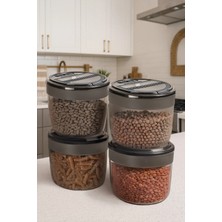 Kitchen Life 4'lü Büyük Boy Kilit Kapaklı Un Bakliyat Saklama Kabı - Saklama Seti (8 Litre)
