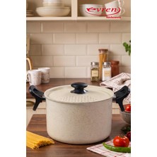 EVREN MUTFAK Cream(Krem) Süzgeç Kapaklı Makarna Tenceresi 22 cm
